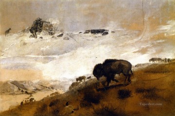 牛 雄牛 Painting - ミズーリ川を渡るスタンド 1899年 チャールズ・マリオン・ラッセル ヤク